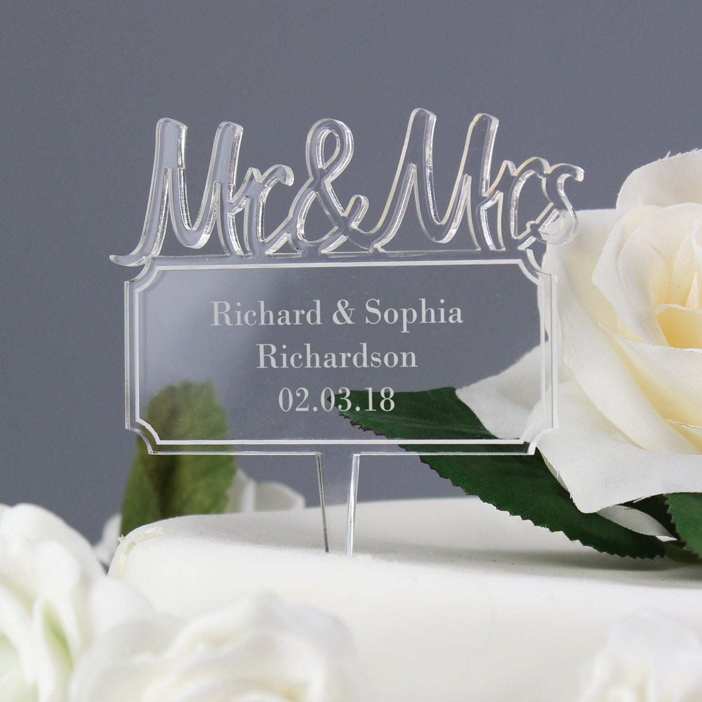 Personalised Mr & Mrs Plaque Acrylic Cake Topper - MK&JD Gifts