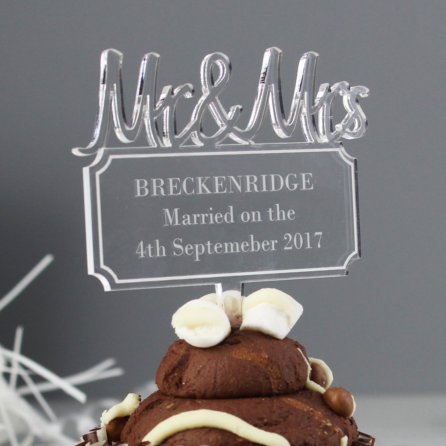 Personalised Mr & Mrs Plaque Acrylic Cake Topper - MK&JD Gifts