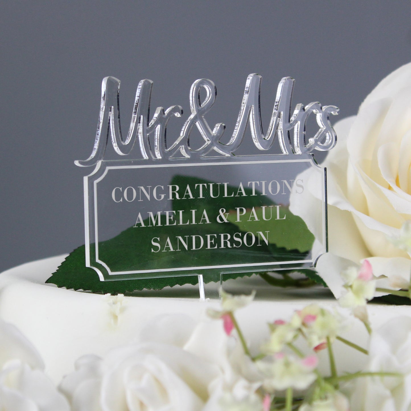 Personalised Mr & Mrs Plaque Acrylic Cake Topper - MK&JD Gifts