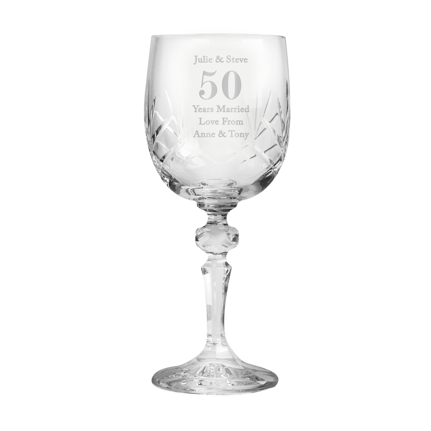 Personalised Big Age Cut Crystal Wine Glass - MK&JD Gifts