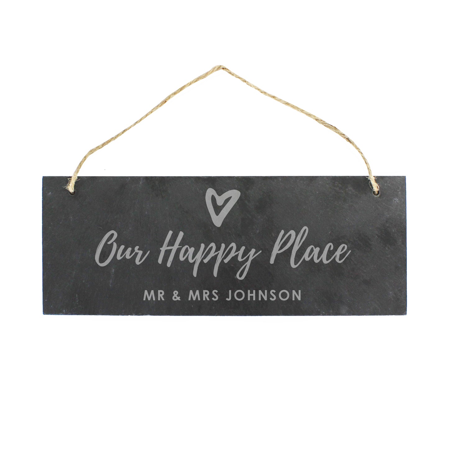 Personalised Our Happy Place Hanging Slate Plaque - MK&JD Gifts
