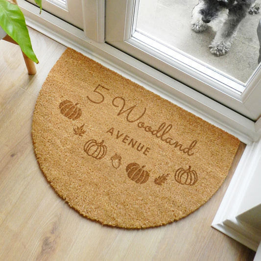 Personalised Pumpkin Half Moon Doormat - MK&JD Gifts