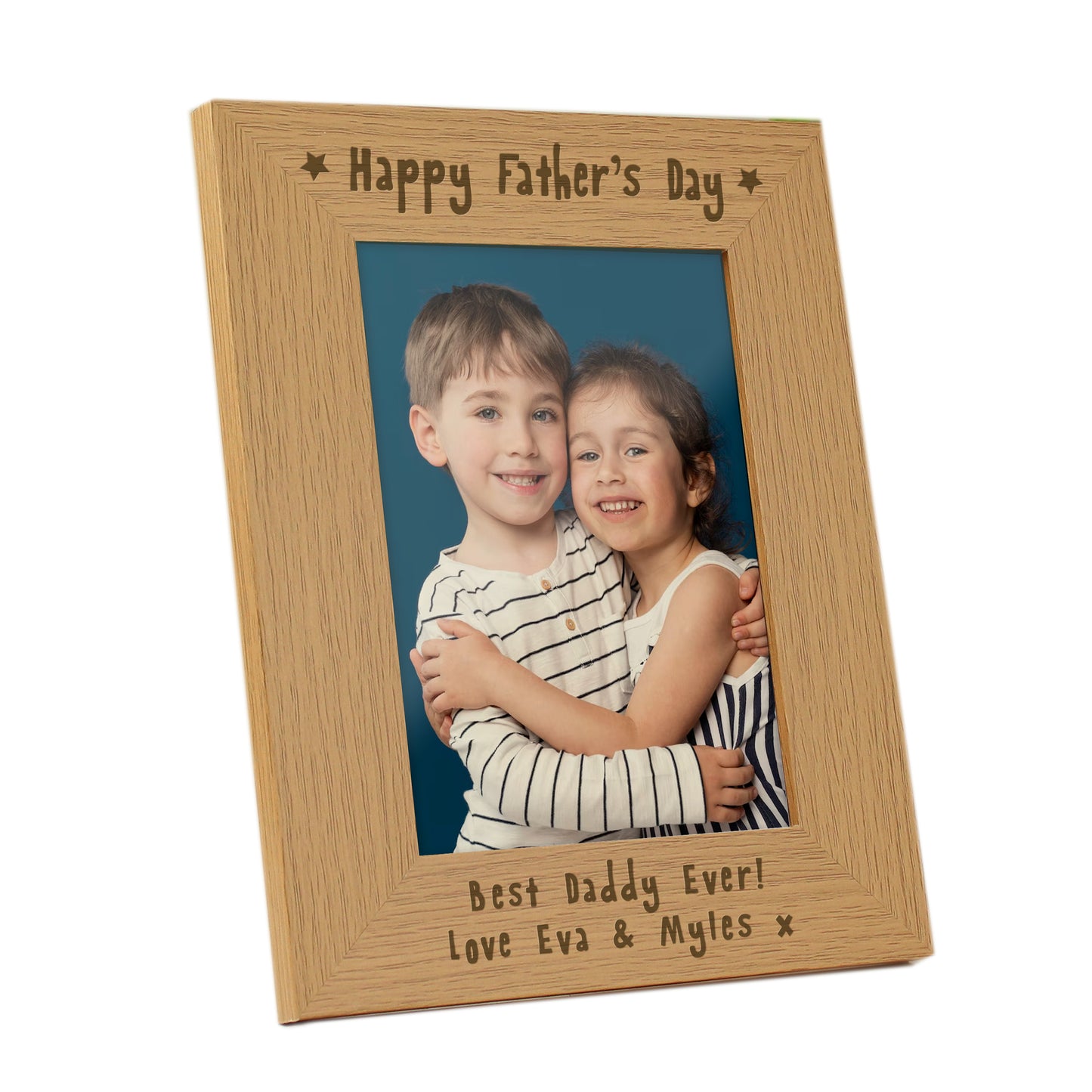 Personalised Happy Father's Day 5x7 Oak Finish Photo Frame - MK&JD Gifts
