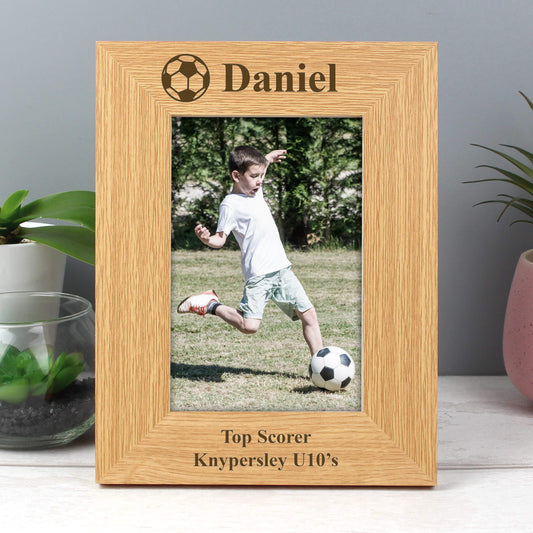 Personalised Oak Finish 6x4 Football Photo Frame - MK&JD Gifts