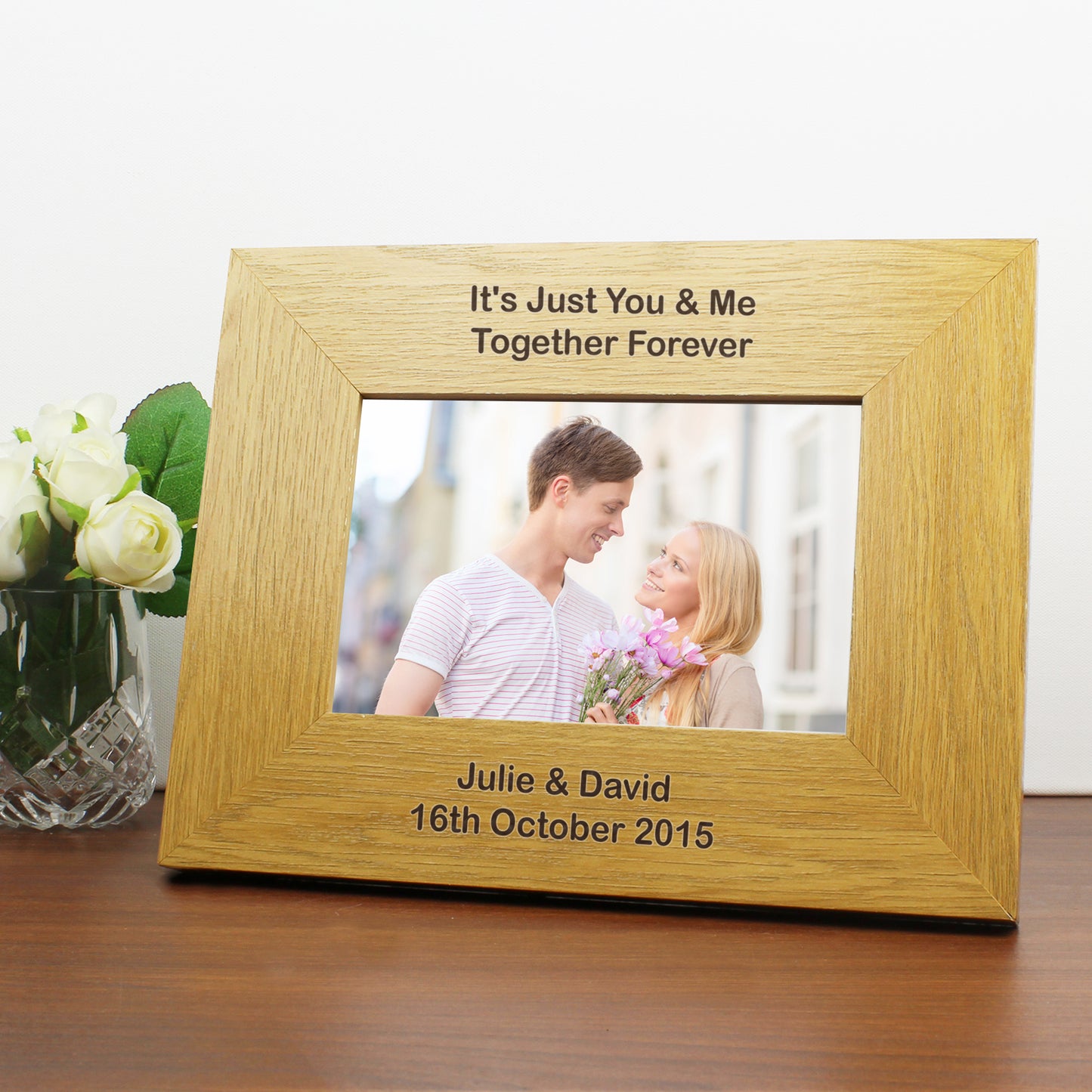 Personalised Long Message 6x4 Landscape Oak Finish Photo Frame - MK&JD Gifts