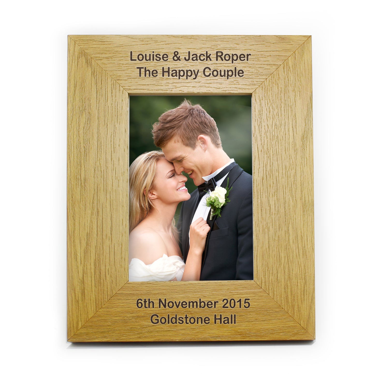 Personalised Long Message 6x4 Oak Finish Photo Frame - MK&JD Gifts