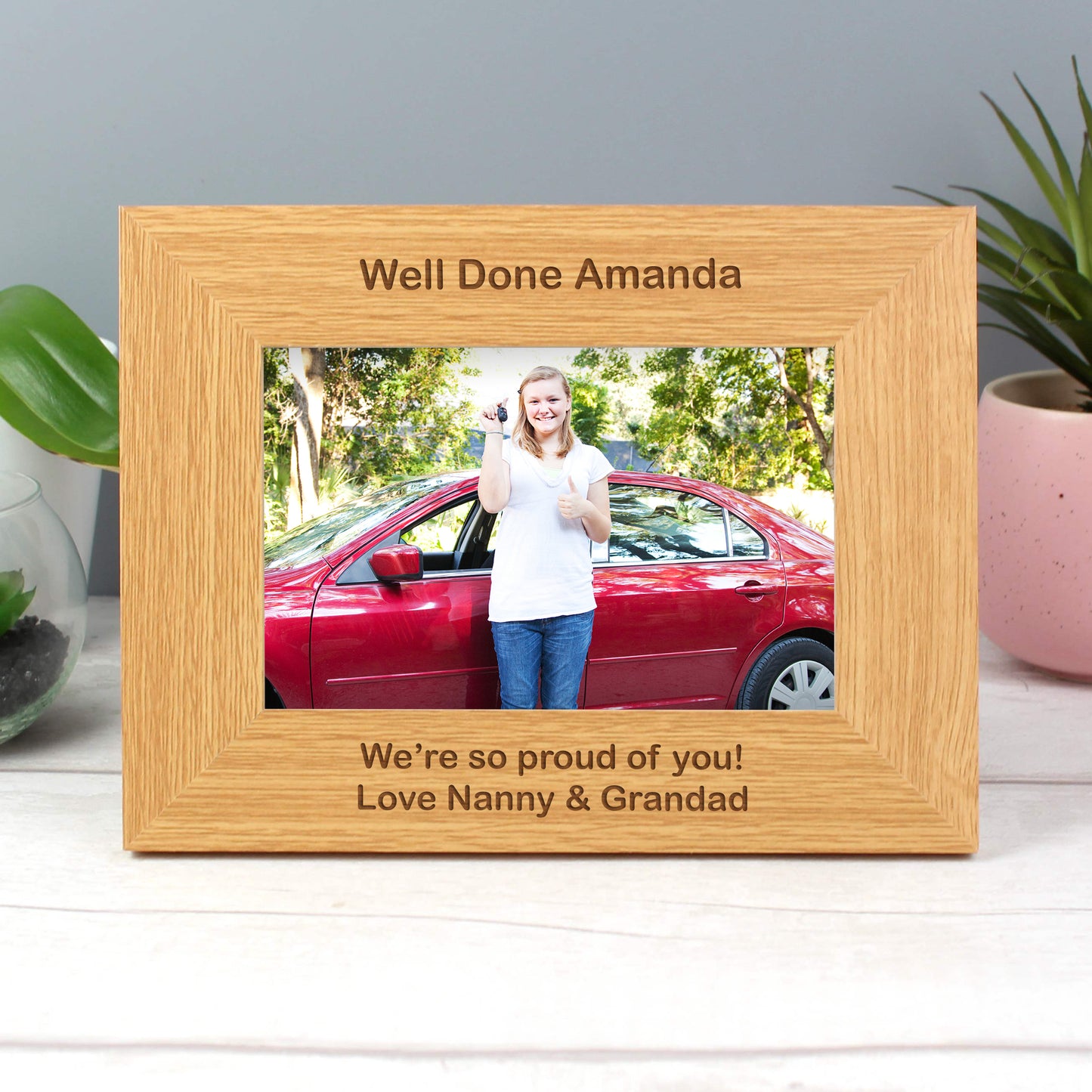 Personalised Short Message 6x4 Landscape Oak Finish Photo Frame - MK&JD Gifts