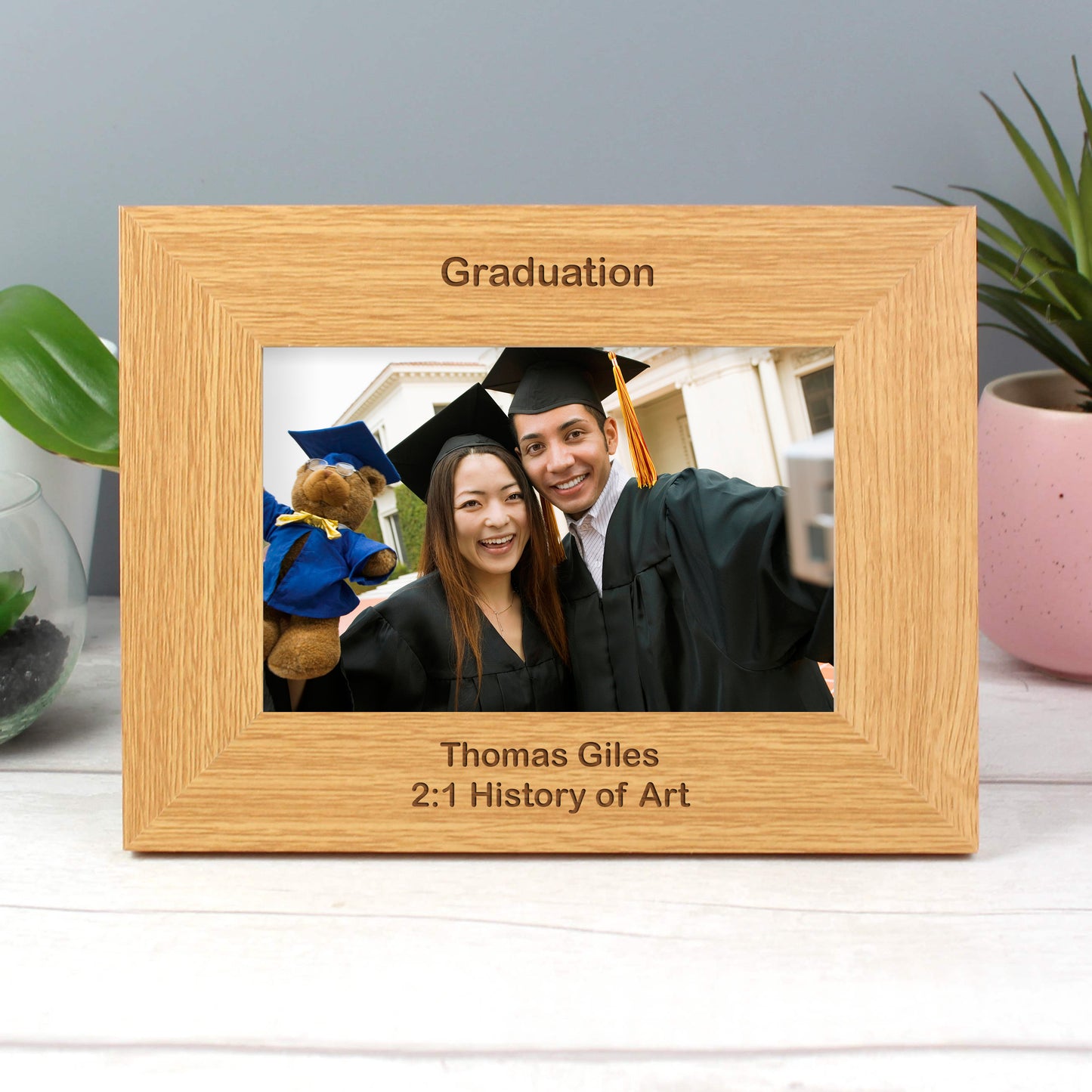 Personalised Short Message 6x4 Landscape Oak Finish Photo Frame - MK&JD Gifts