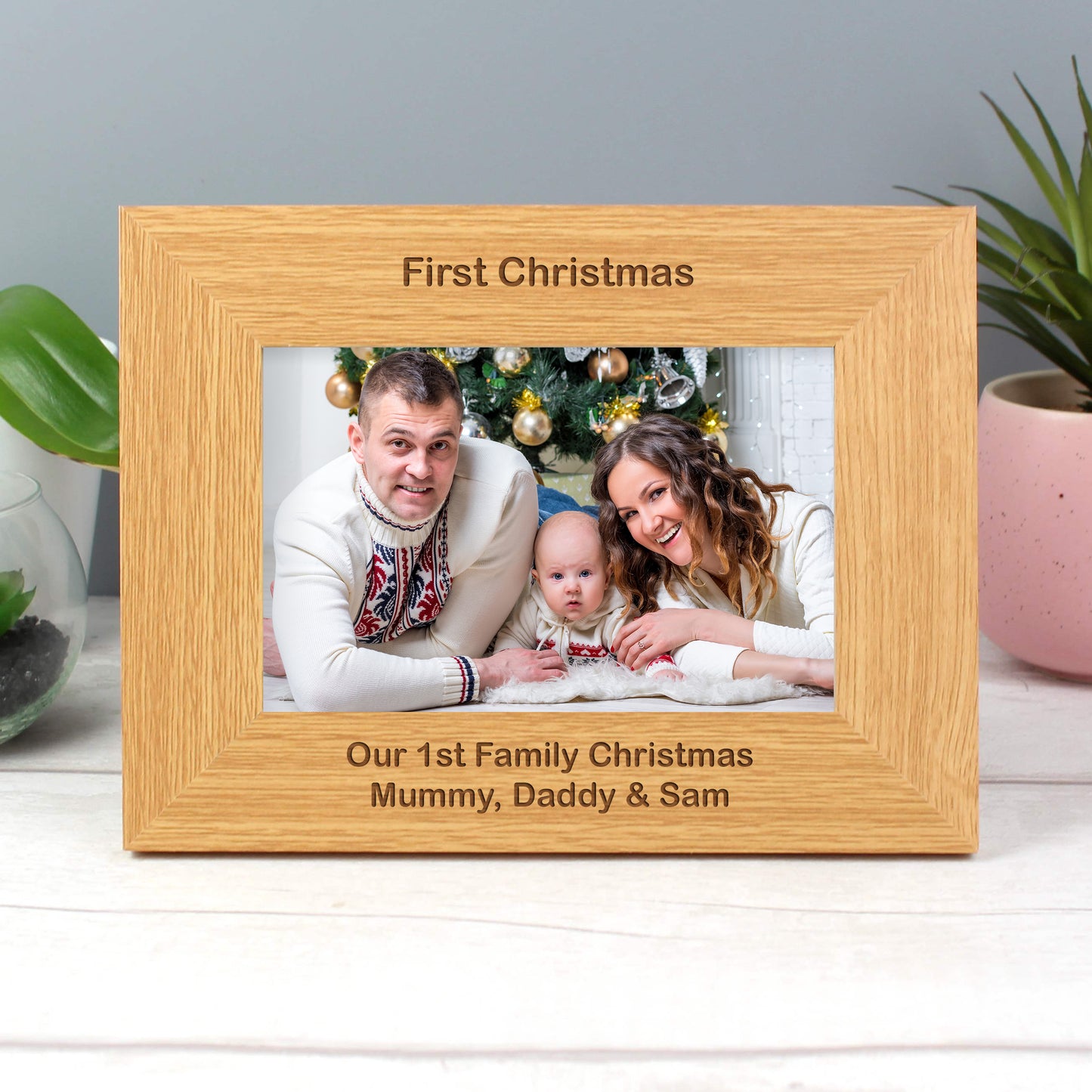 Personalised Short Message 6x4 Landscape Oak Finish Photo Frame - MK&JD Gifts