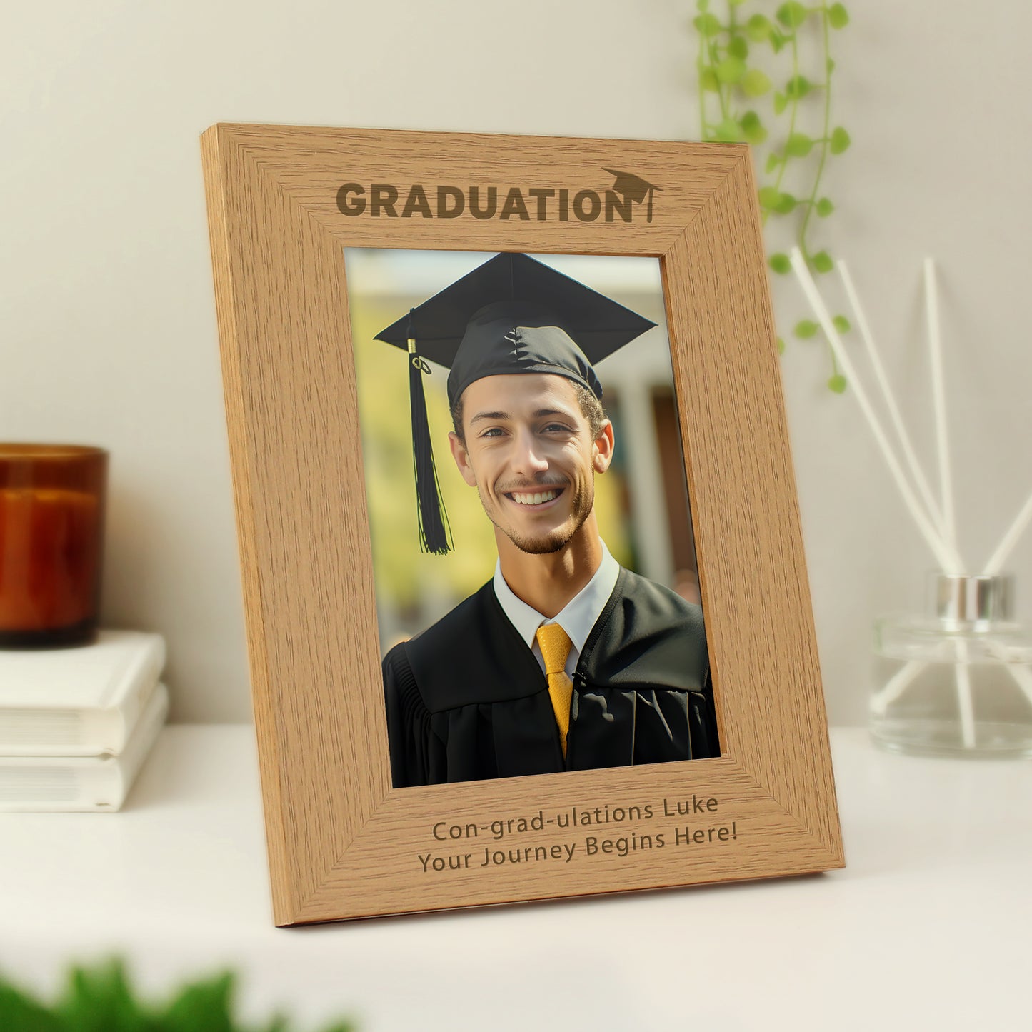 Personalised Graduation 5x7 Oak Finish Photo Frame - MK&JD Gifts