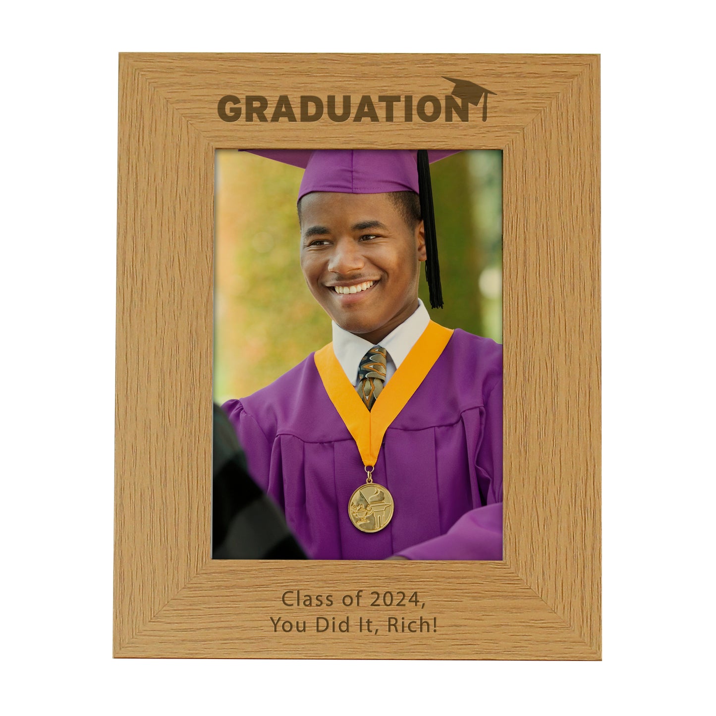 Personalised Graduation 5x7 Oak Finish Photo Frame - MK&JD Gifts
