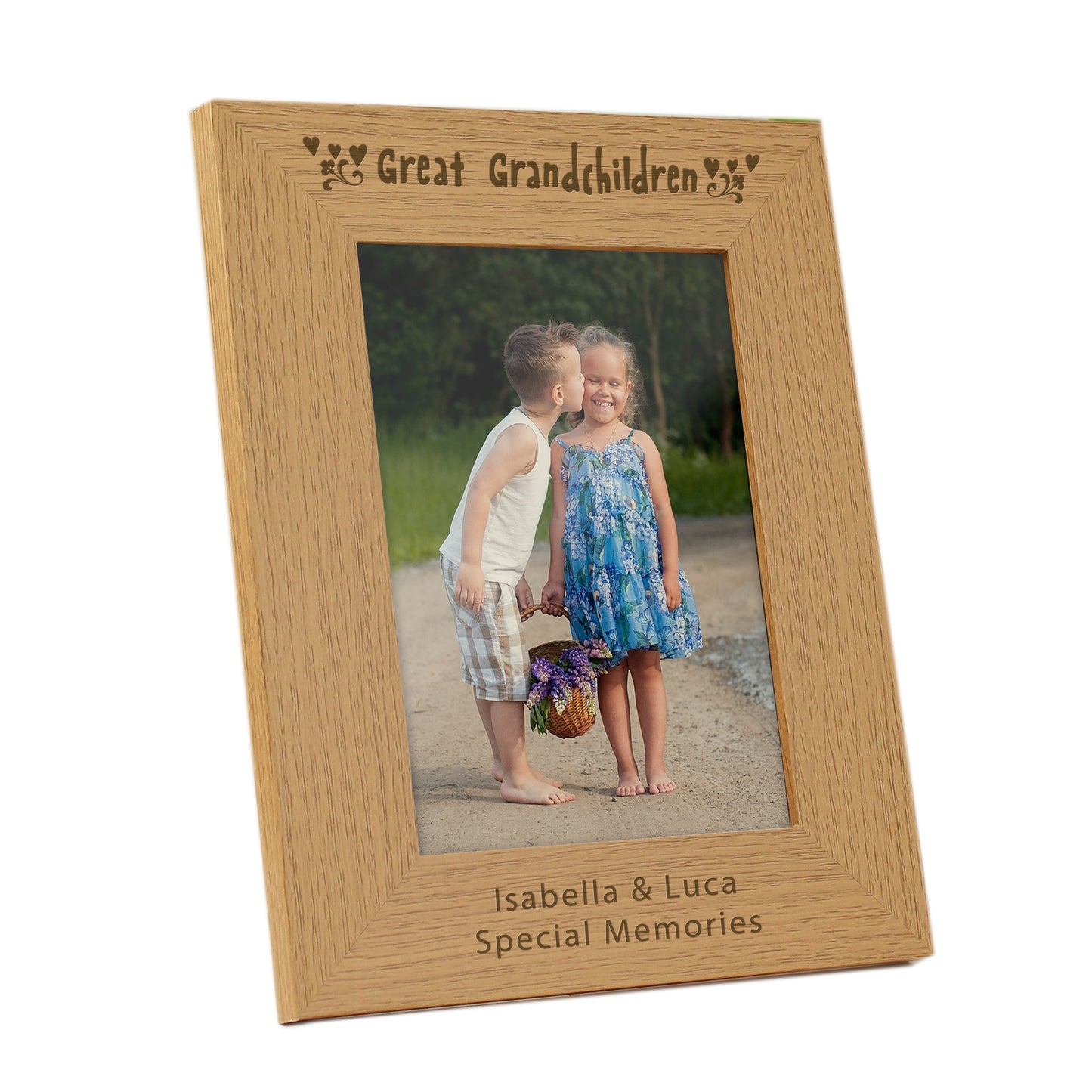 Personalised Great Grandchildren 5x7 Oak Finish Photo Frame - MK&JD Gifts