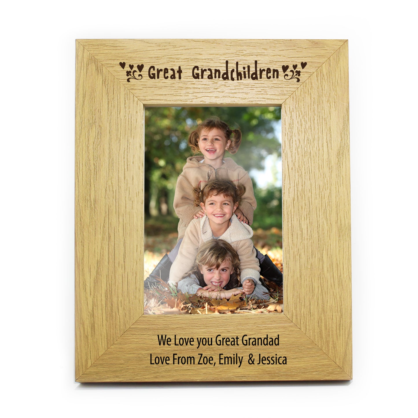 Personalised Great Grandchildren 6x4 Oak Finish Photo Frame - MK&JD Gifts