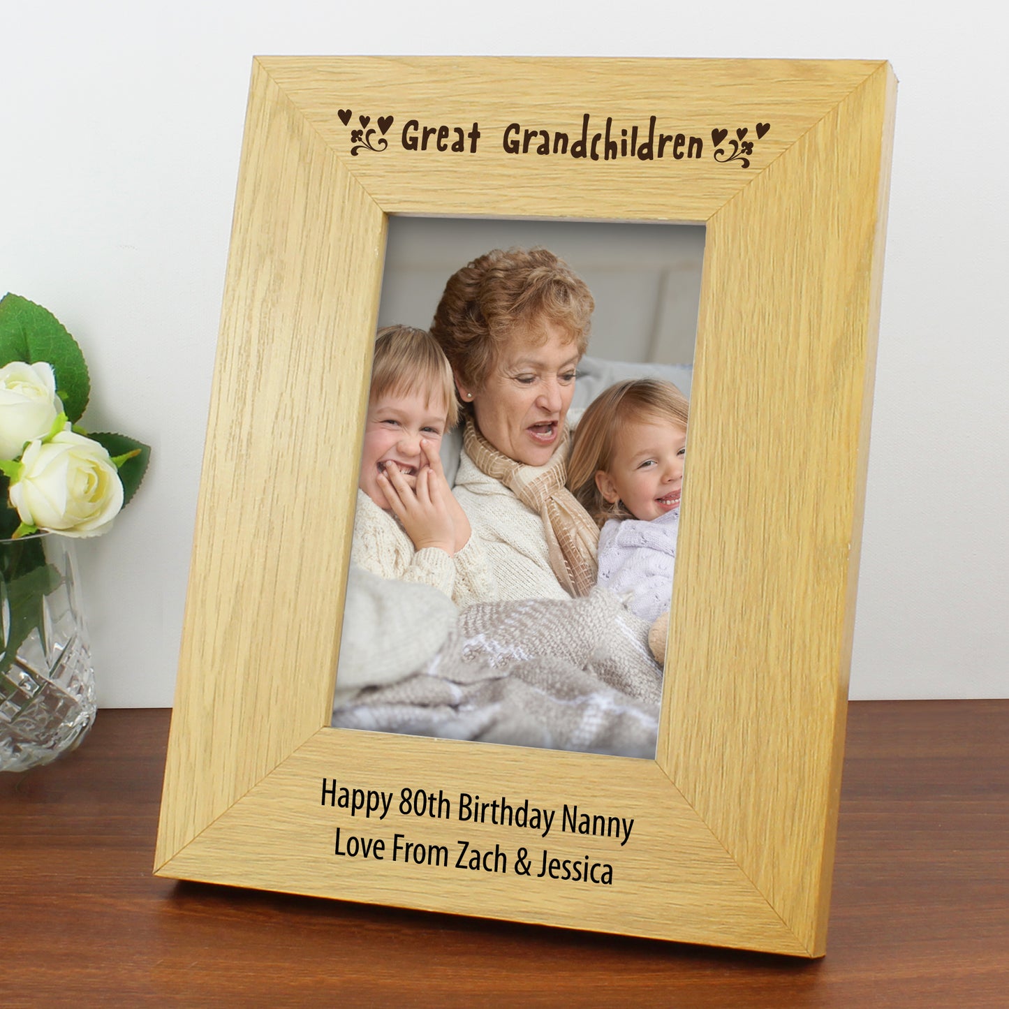 Personalised Great Grandchildren 6x4 Oak Finish Photo Frame - MK&JD Gifts