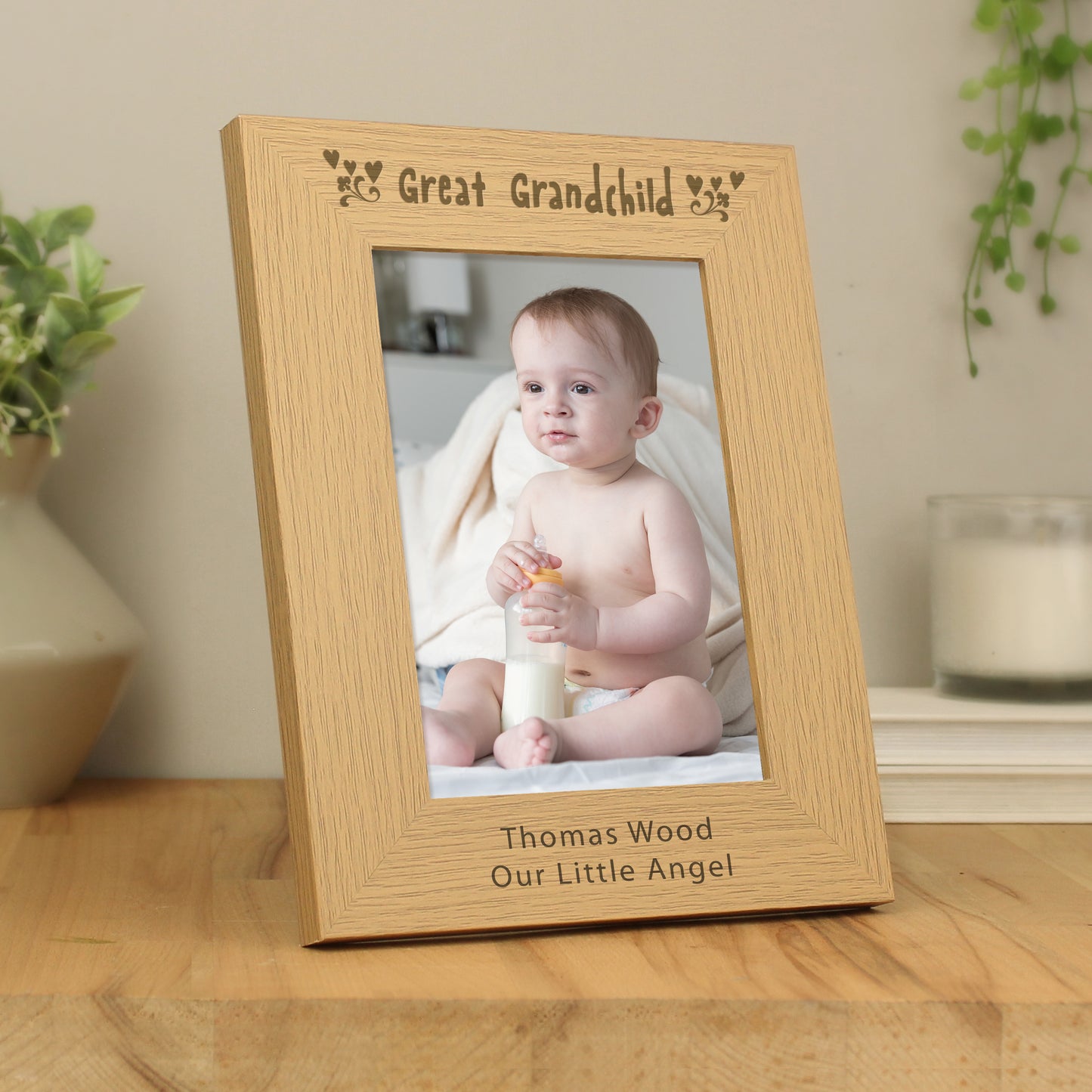 Personalised Great Grandchild 5x7 Oak Finish Photo Frame - MK&JD Gifts