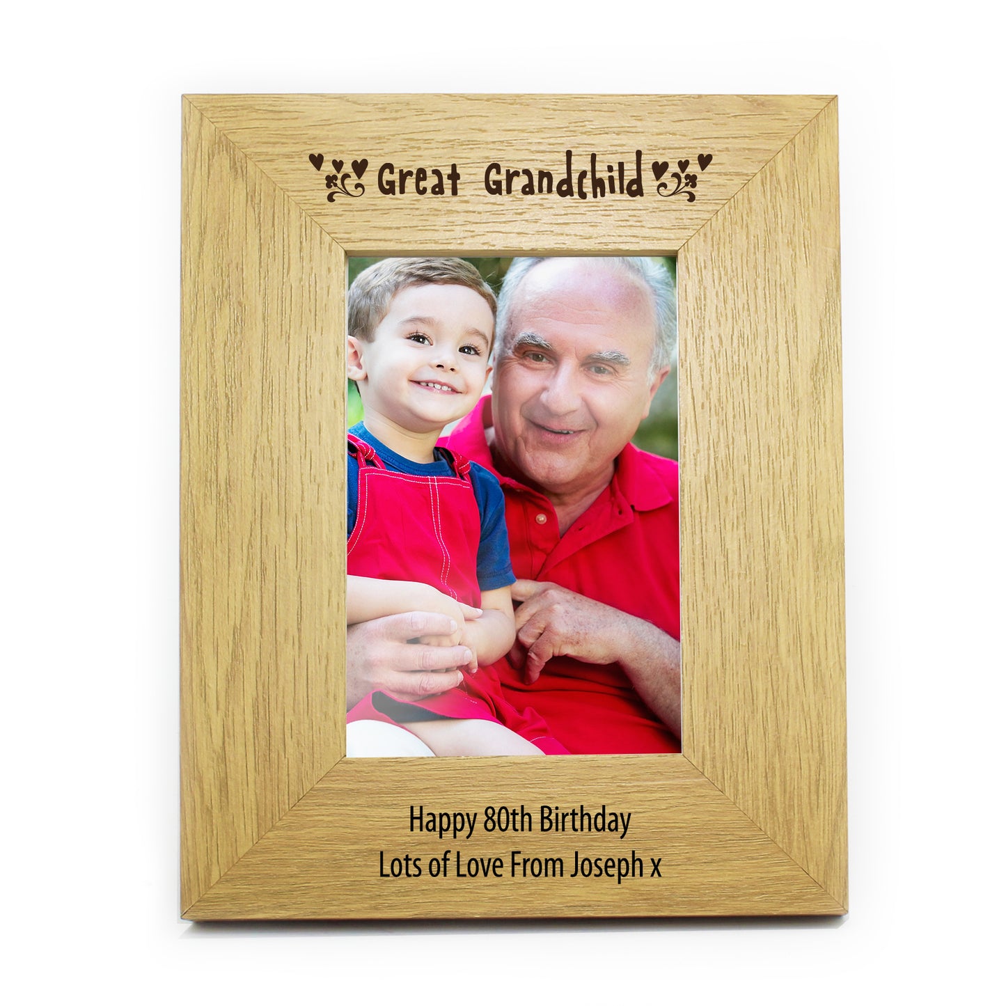 Personalised Oak Finish 6x4 Great Grandchild Photo Frame - MK&JD Gifts