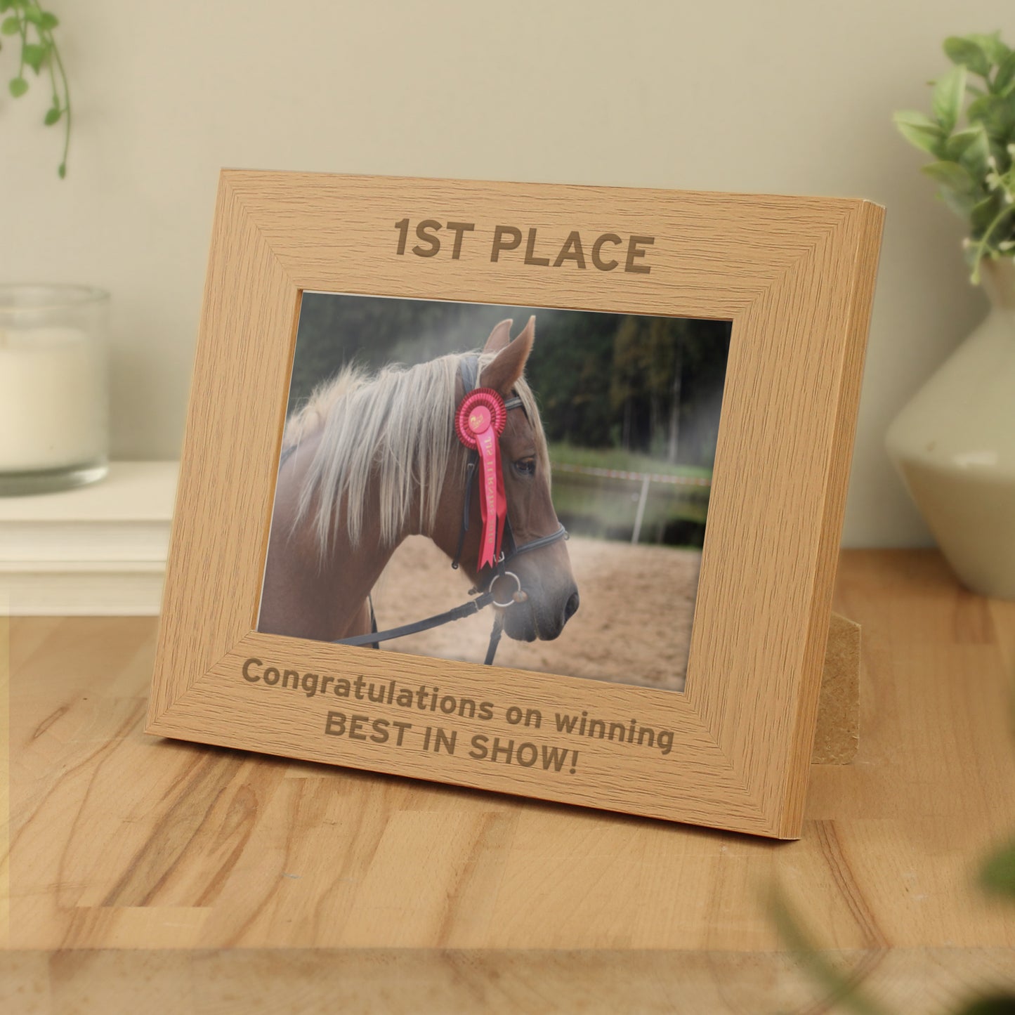 Personalised Bold Text 5x7 Landscape Oak Finish Photo Frame - MK&JD Gifts