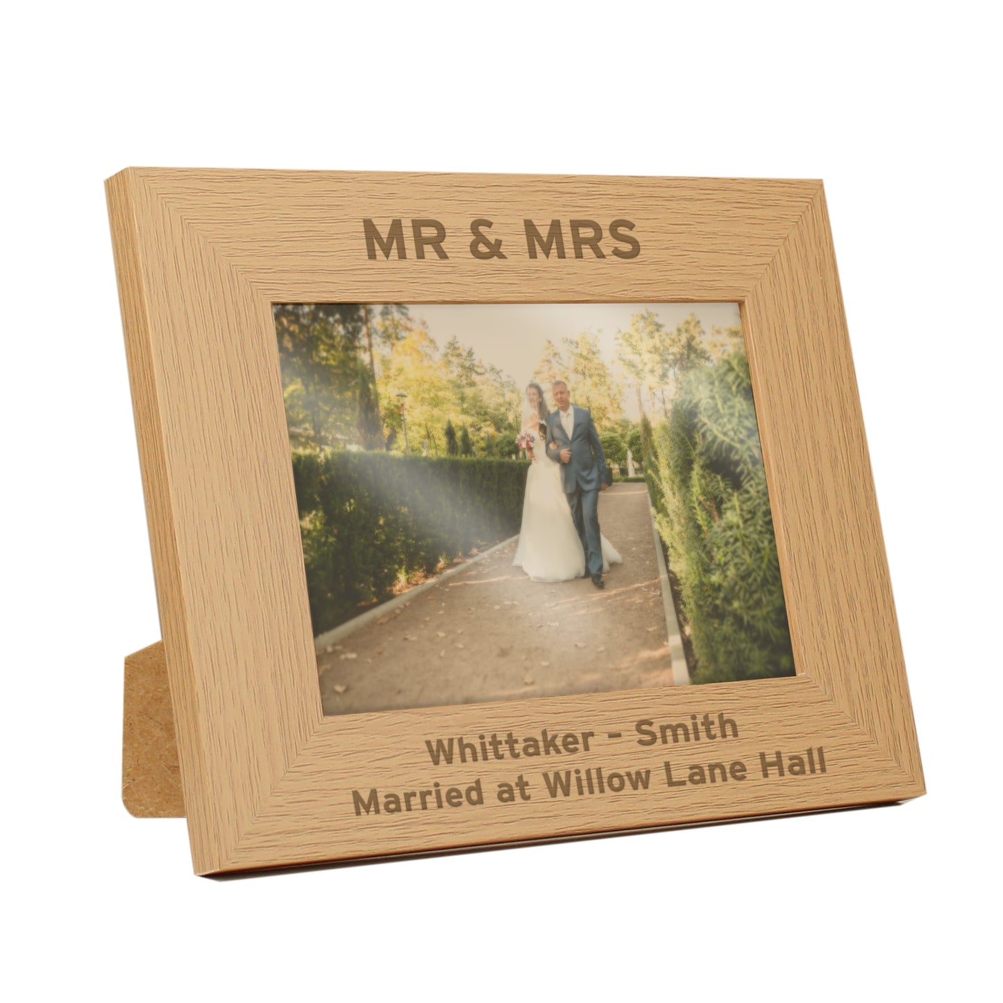Personalised Bold Text 5x7 Landscape Oak Finish Photo Frame - MK&JD Gifts