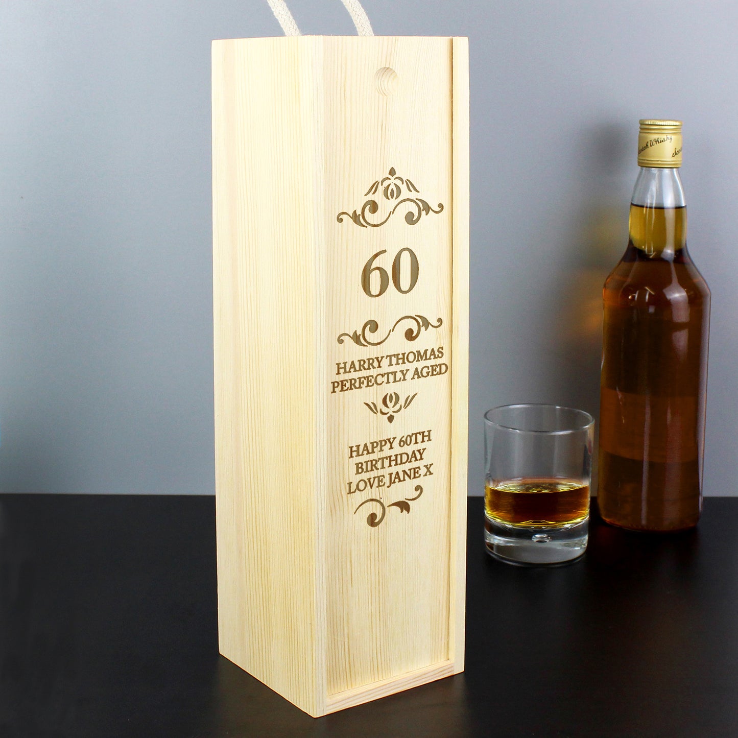Personalised Elegant Number Wooden Wine Bottle Box - MK&JD Gifts
