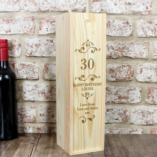 Personalised Elegant Number Wooden Wine Bottle Box - MK&JD Gifts