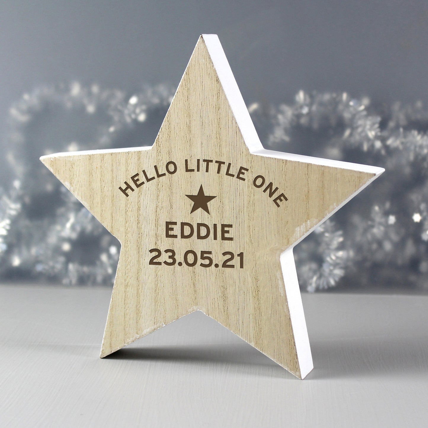 Personalised Rustic Wooden Star Decoration - MK&JD Gifts