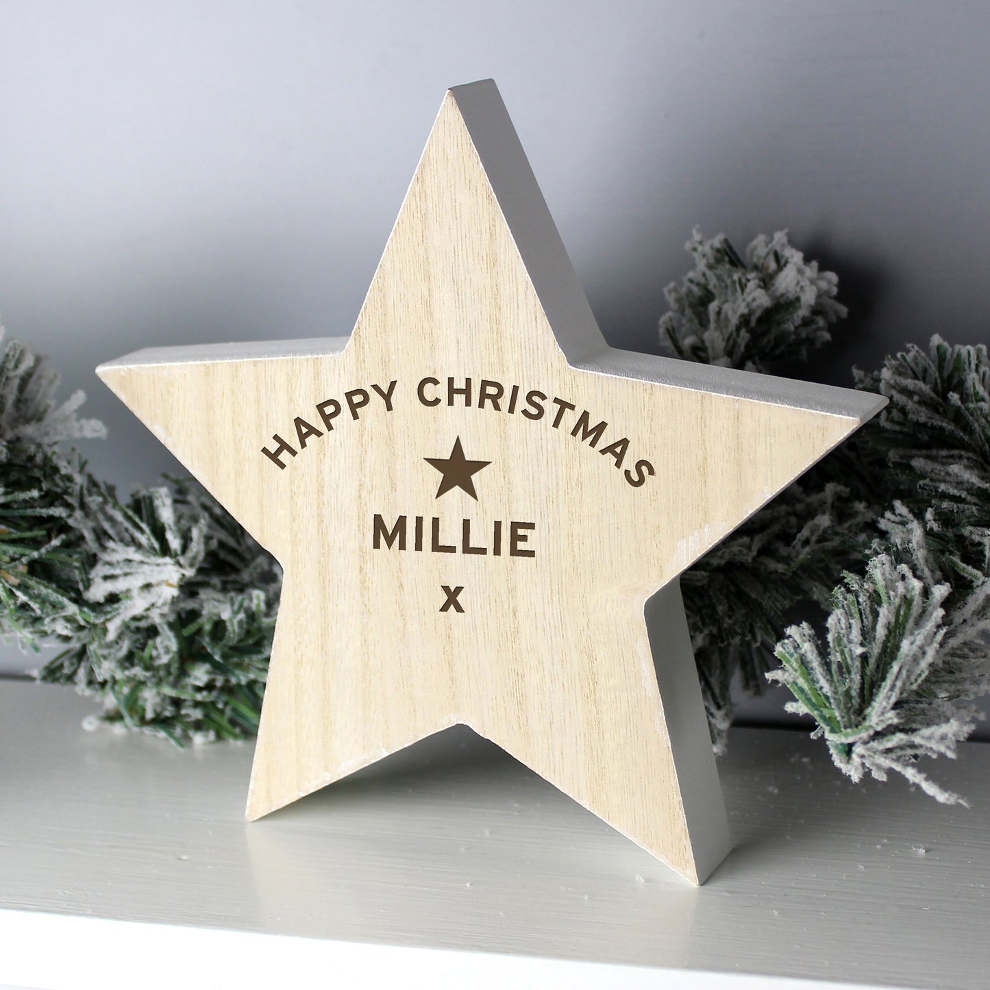 Personalised Rustic Wooden Star Decoration - MK&JD Gifts