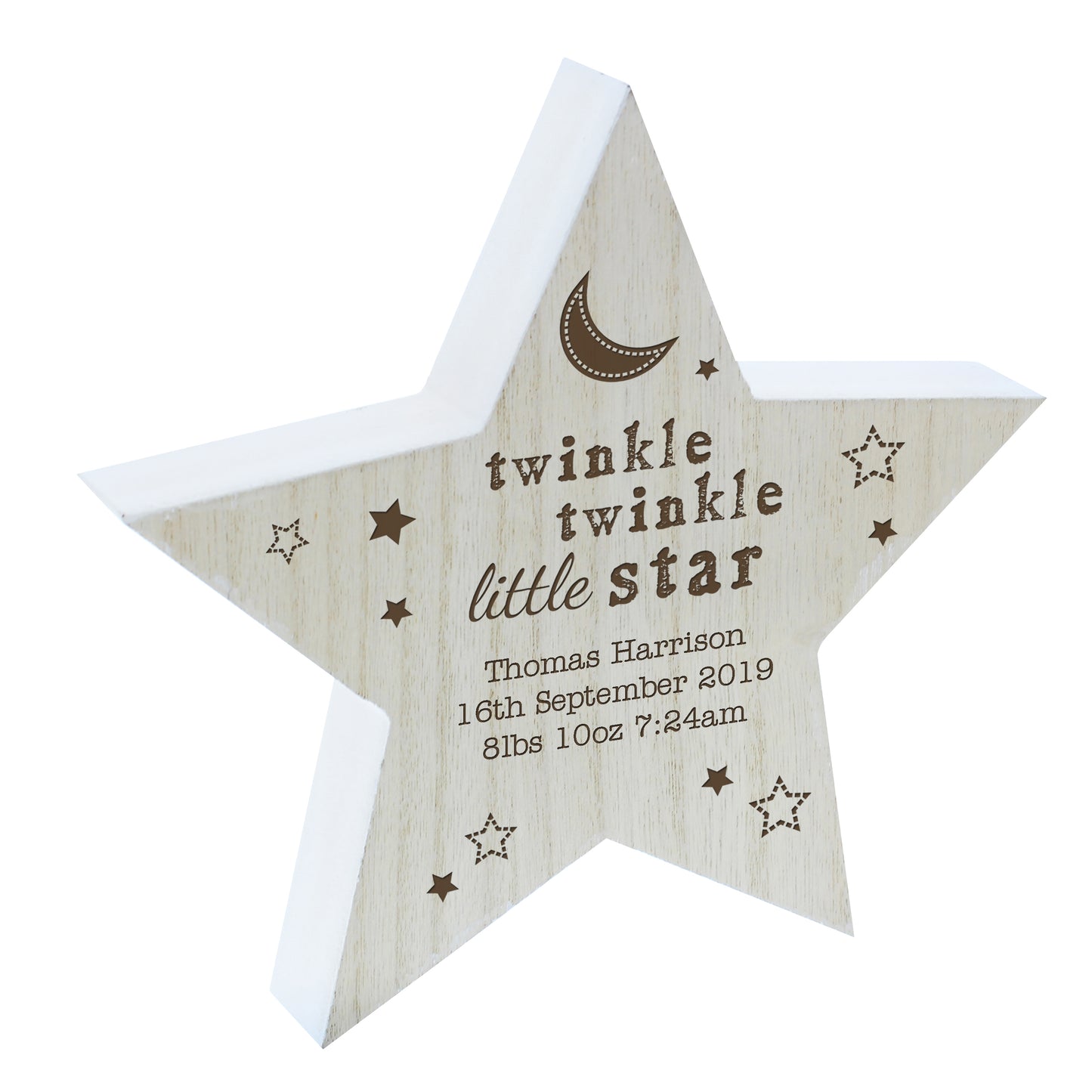 Personalised Twinkle Twinkle Rustic Wooden Star Decoration - MK&JD Gifts