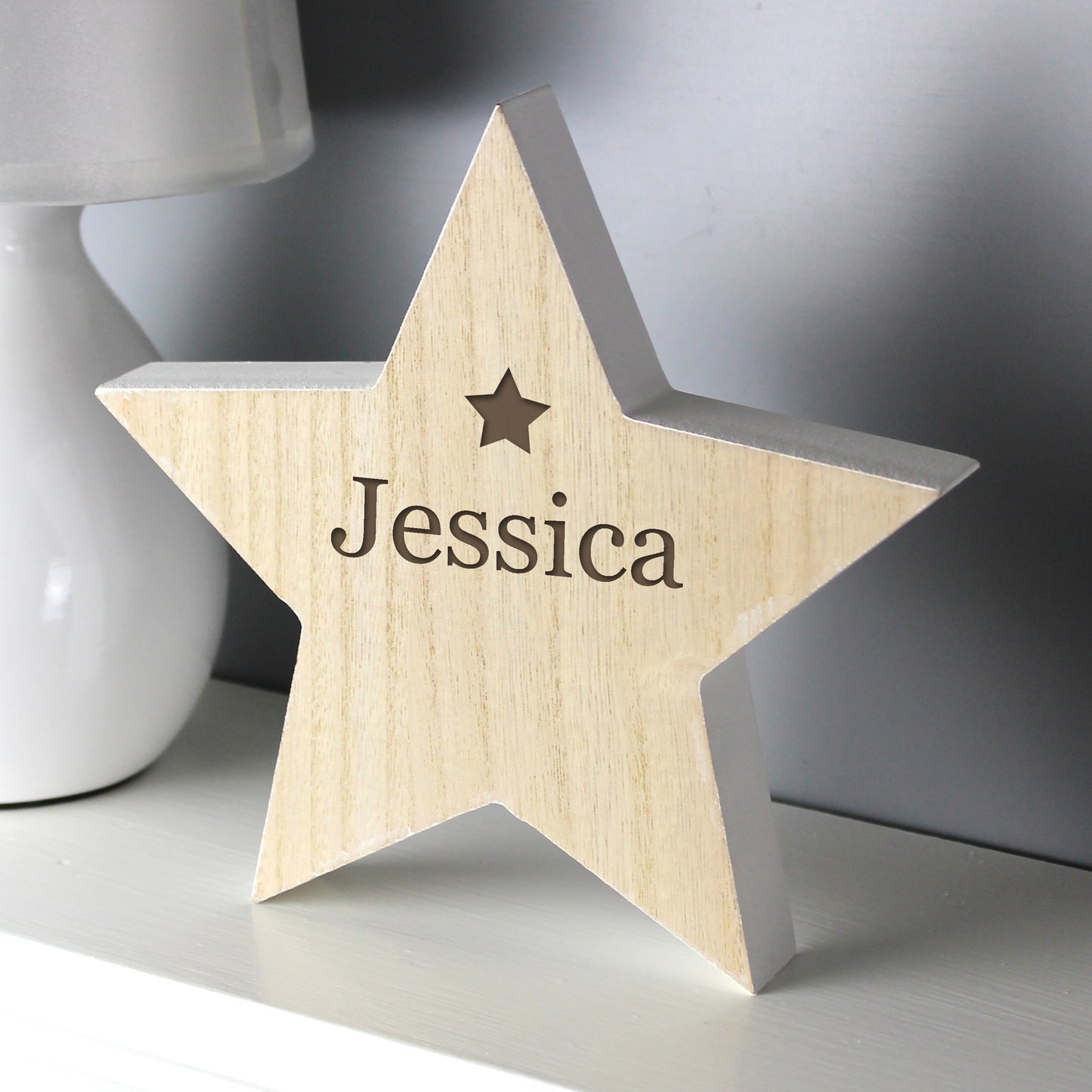 Personalised Any Name Rustic Wooden Star Decoration - MK&JD Gifts