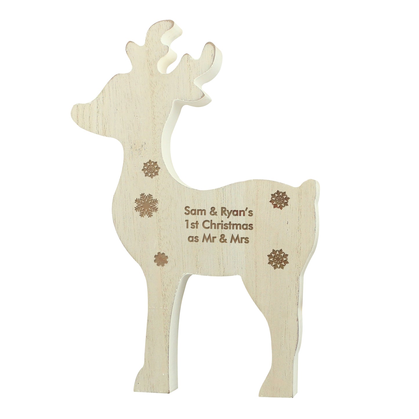 Personalised Rustic Wooden Reindeer Decoration - MK&JD Gifts