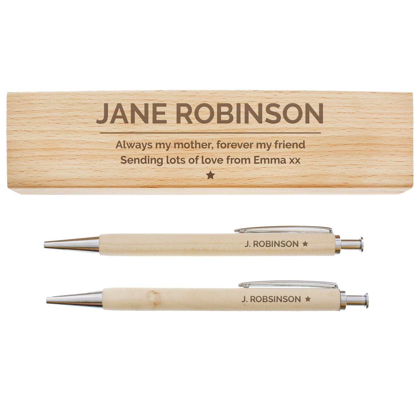 Personalised Classic Wooden Pen & Pencil Box Set - MK&JD Gifts