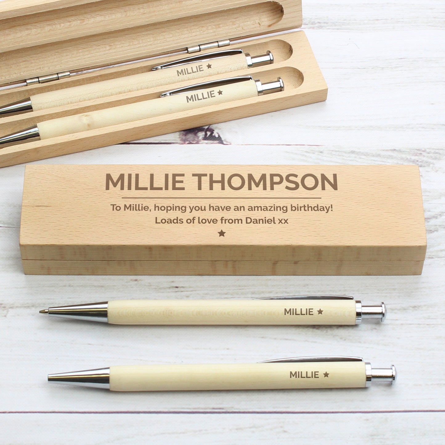 Personalised Classic Wooden Pen & Pencil Box Set - MK&JD Gifts