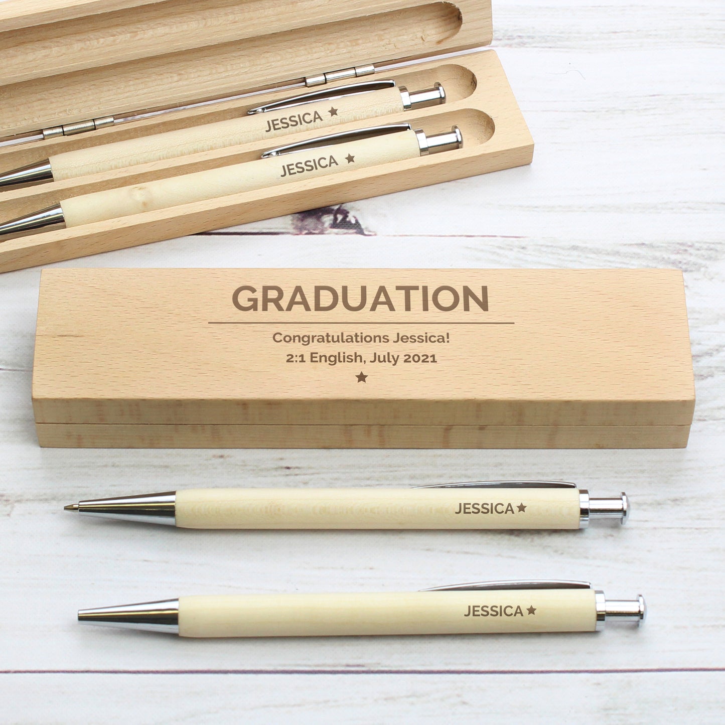 Personalised Classic Wooden Pen & Pencil Box Set - MK&JD Gifts