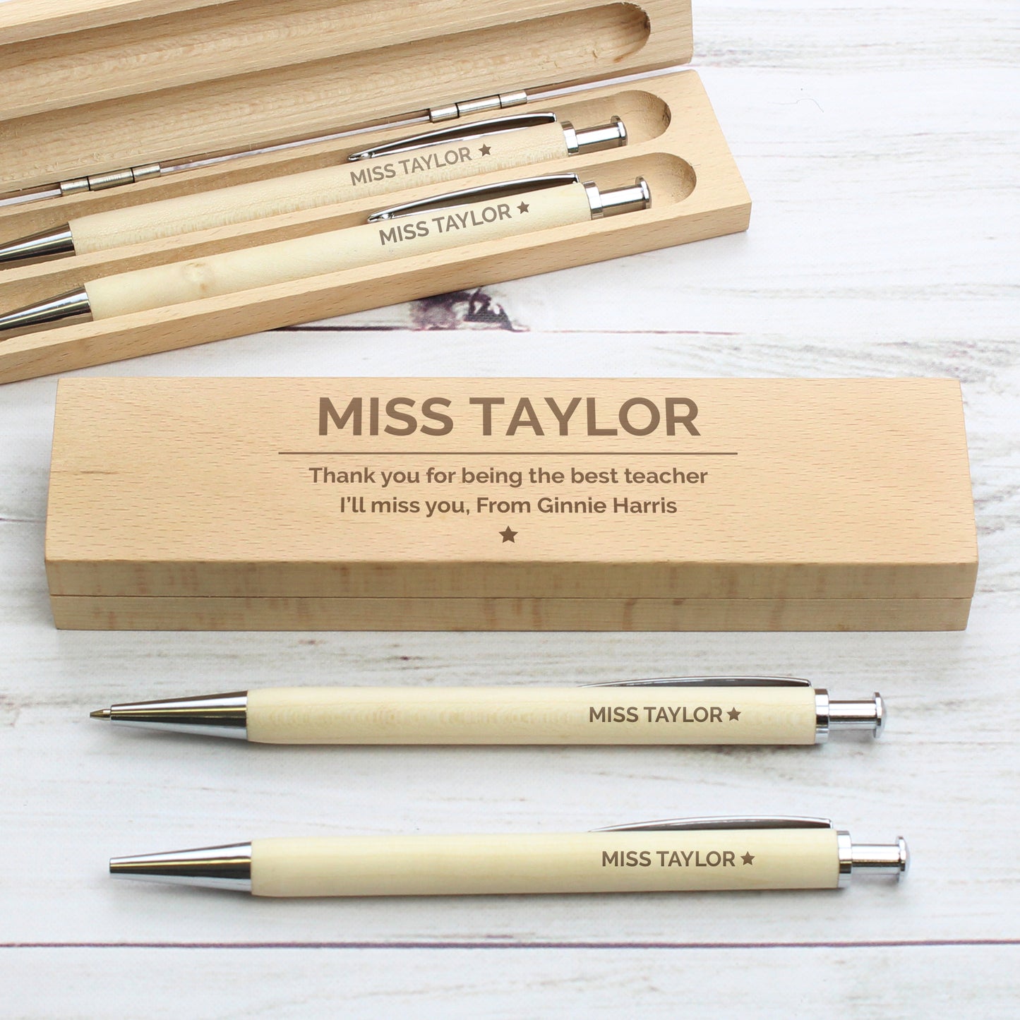 Personalised Classic Wooden Pen & Pencil Box Set - MK&JD Gifts