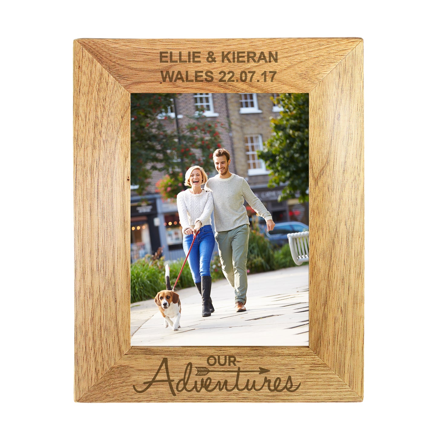Personalised Our Adventures 5x7 Oak Finish Photo Frame - MK&JD Gifts