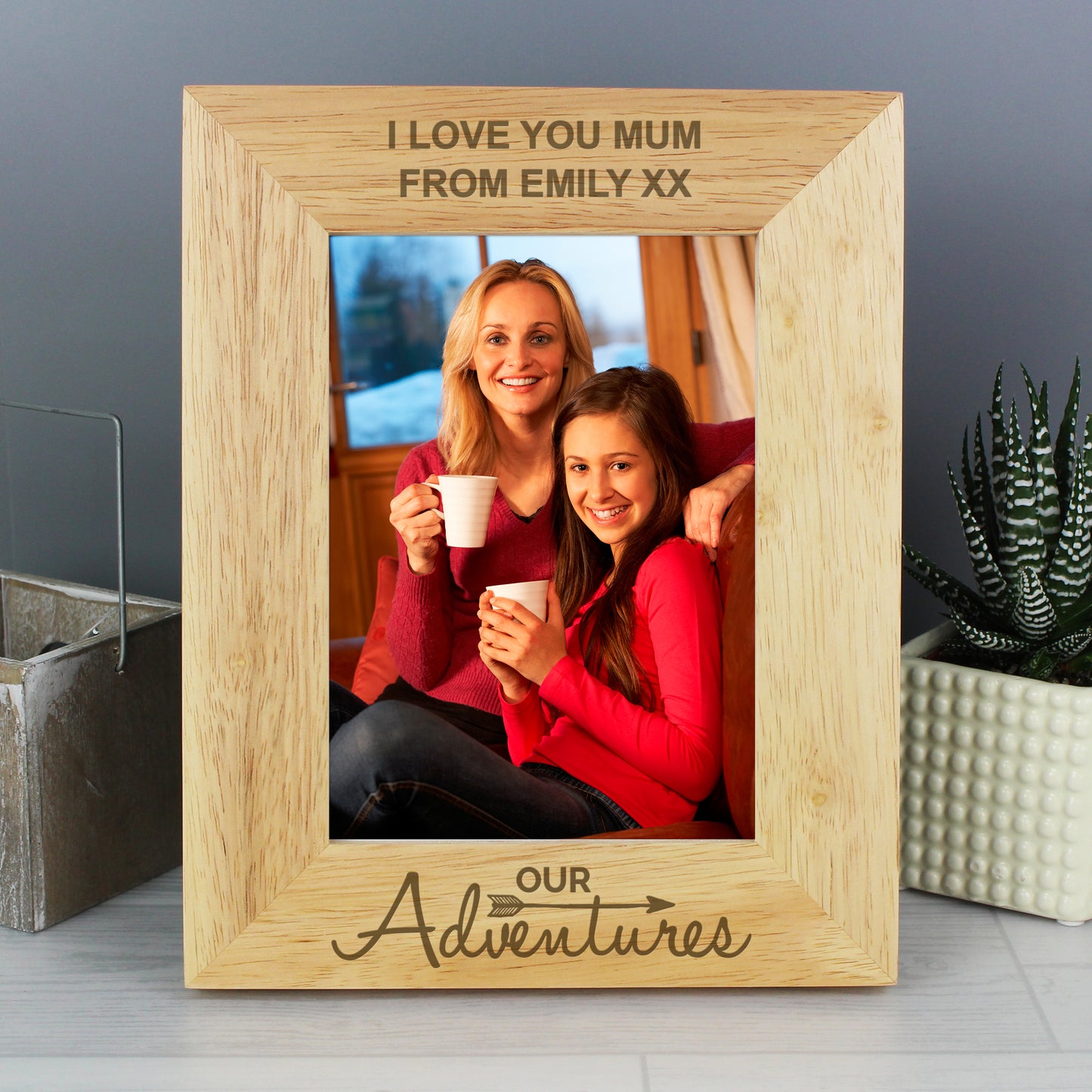 Personalised Our Adventures 5x7 Oak Finish Photo Frame - MK&JD Gifts