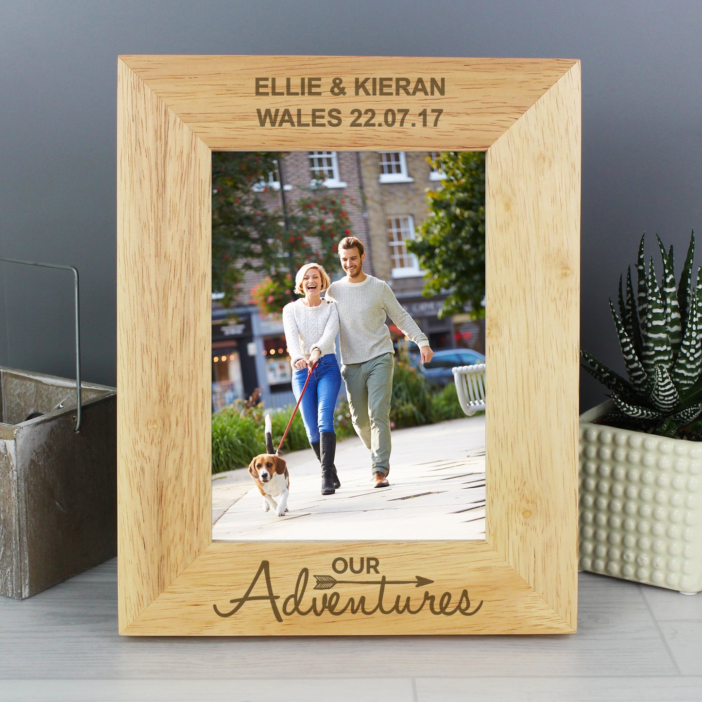 Personalised Our Adventures 5x7 Oak Finish Photo Frame - MK&JD Gifts