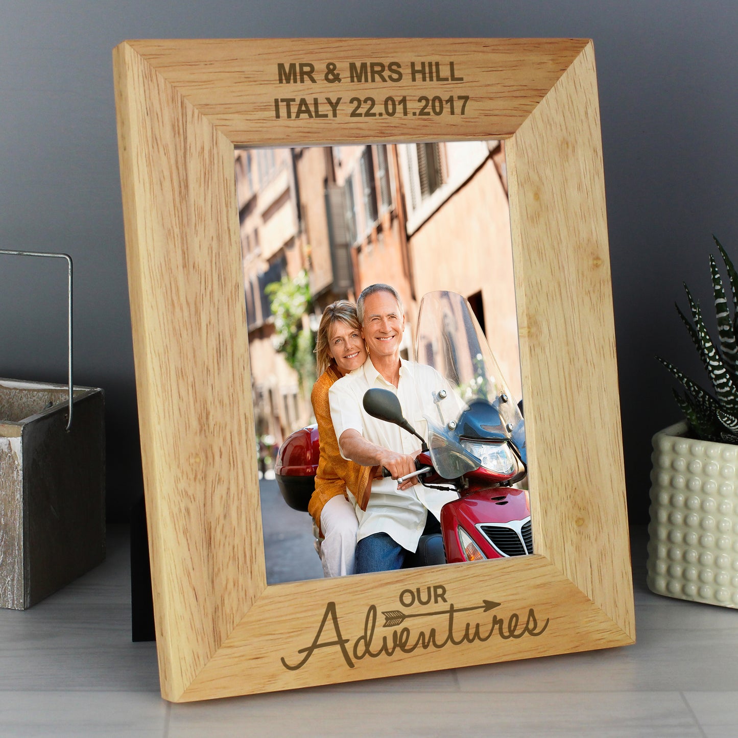 Personalised Our Adventures 5x7 Oak Finish Photo Frame - MK&JD Gifts