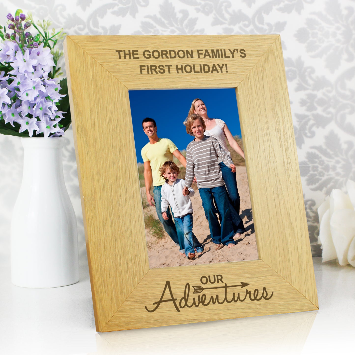 Personalised Our Adventures 6x4 Oak Finish Photo Frame - MK&JD Gifts