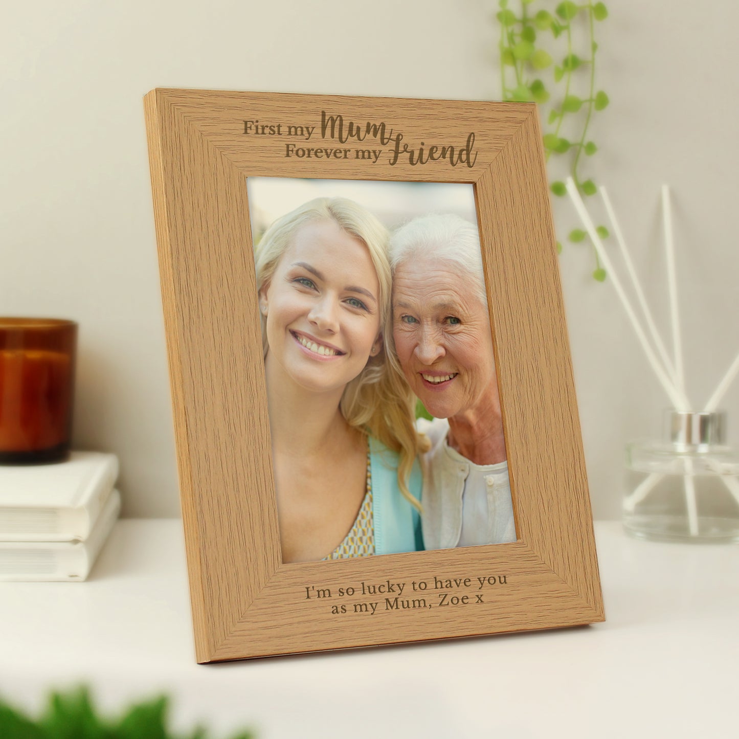 Personalised First My Mum Forever My Friend 5x7 Oak Finish Photo Frame - MK&JD Gifts
