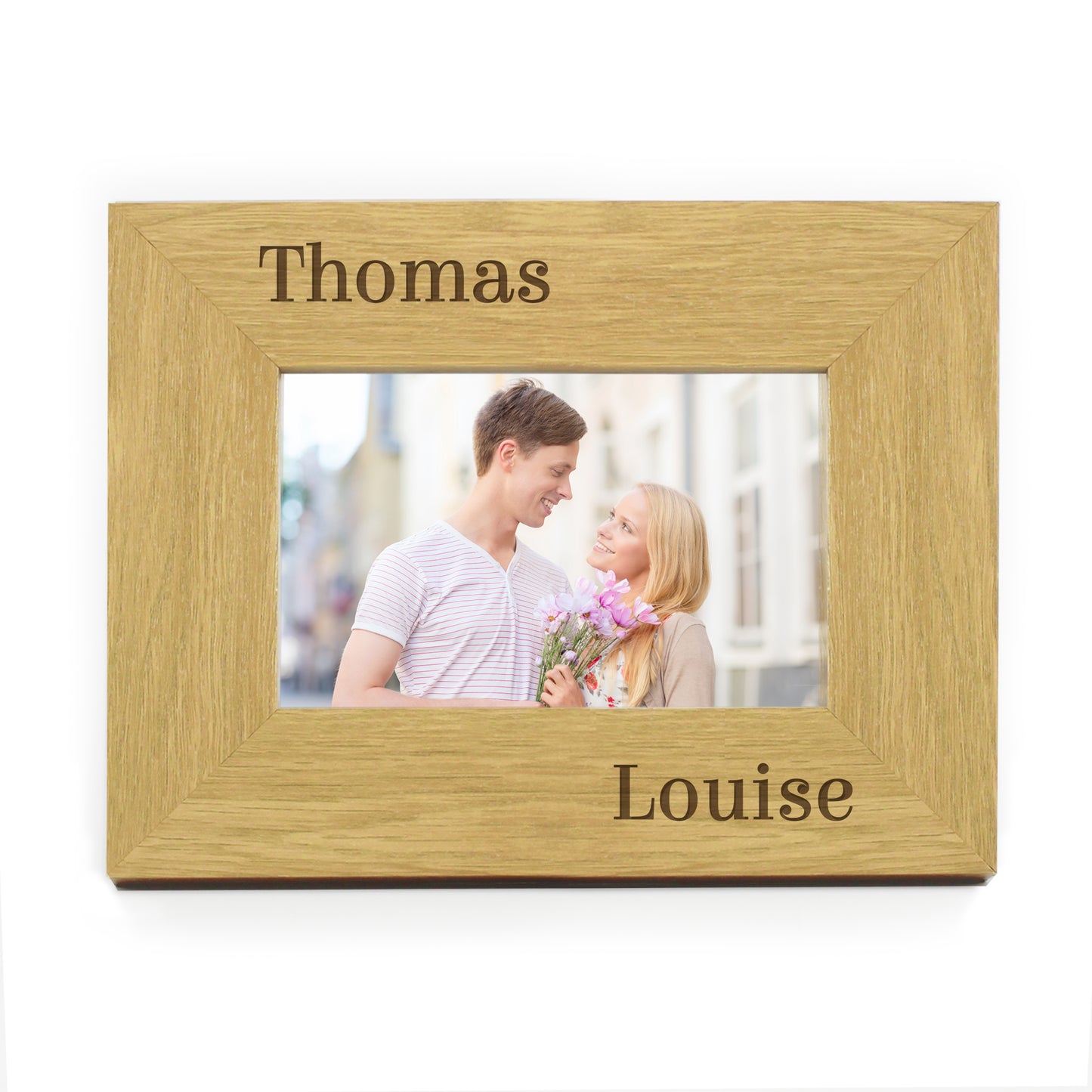 Personalised Couples 6x4 Oak Finish Photo Frame - MK&JD Gifts