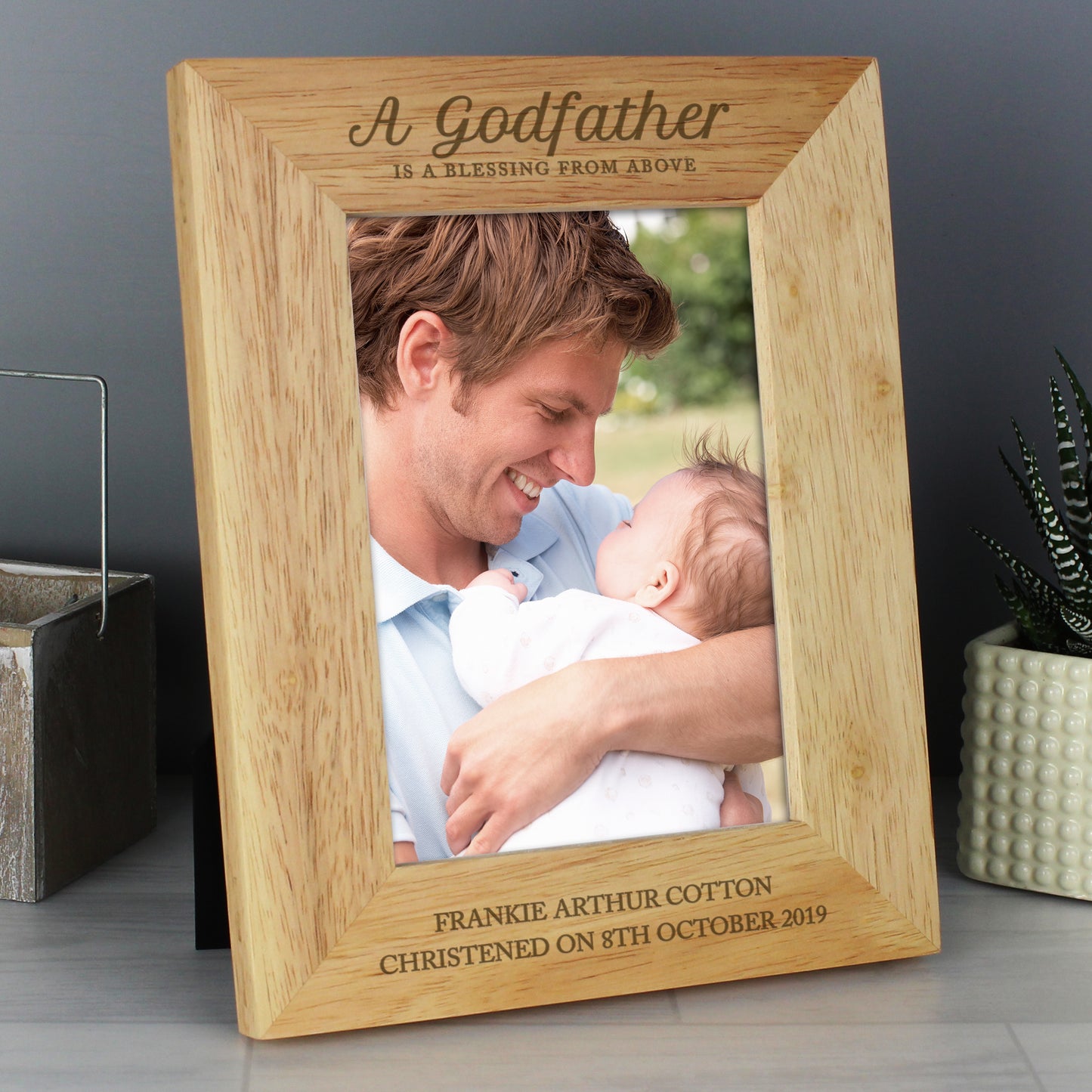 Personalised Godfather 5x7 Oak Finish Photo Frame - MK&JD Gifts