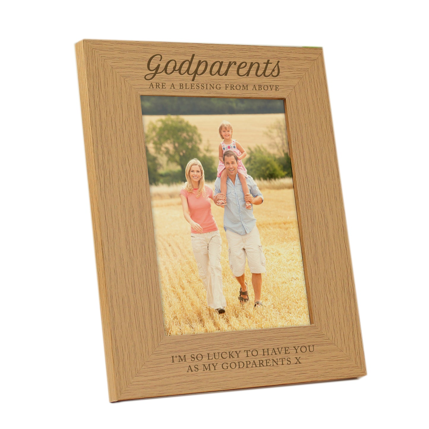 Personalised Godparents 5x7 Oak Finish Photo Frame - MK&JD Gifts
