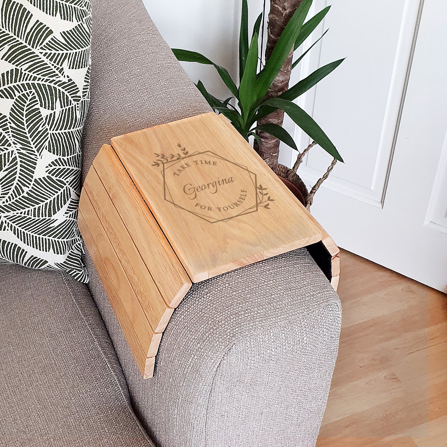 Personalised Take Time For Yourself Wooden Sofa Tray - MK&JD Gifts