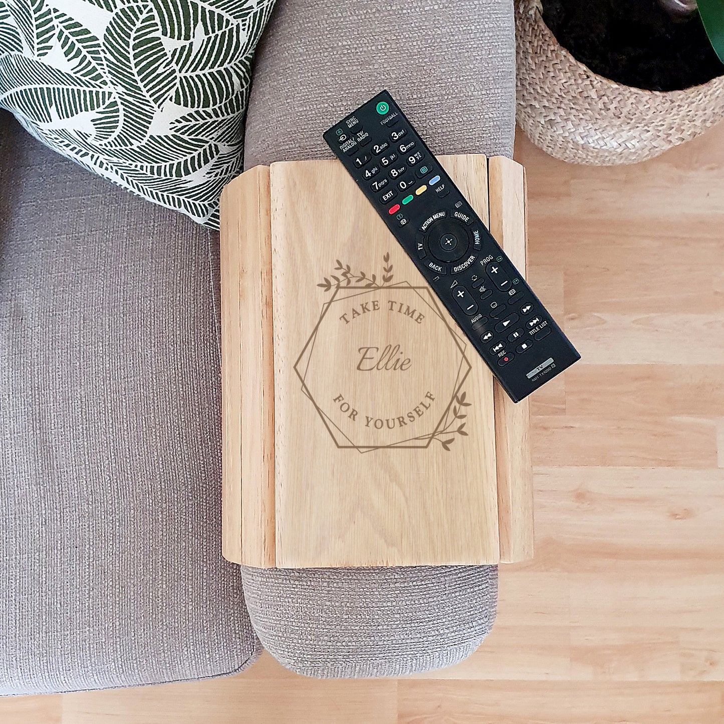 Personalised Take Time For Yourself Wooden Sofa Tray - MK&JD Gifts