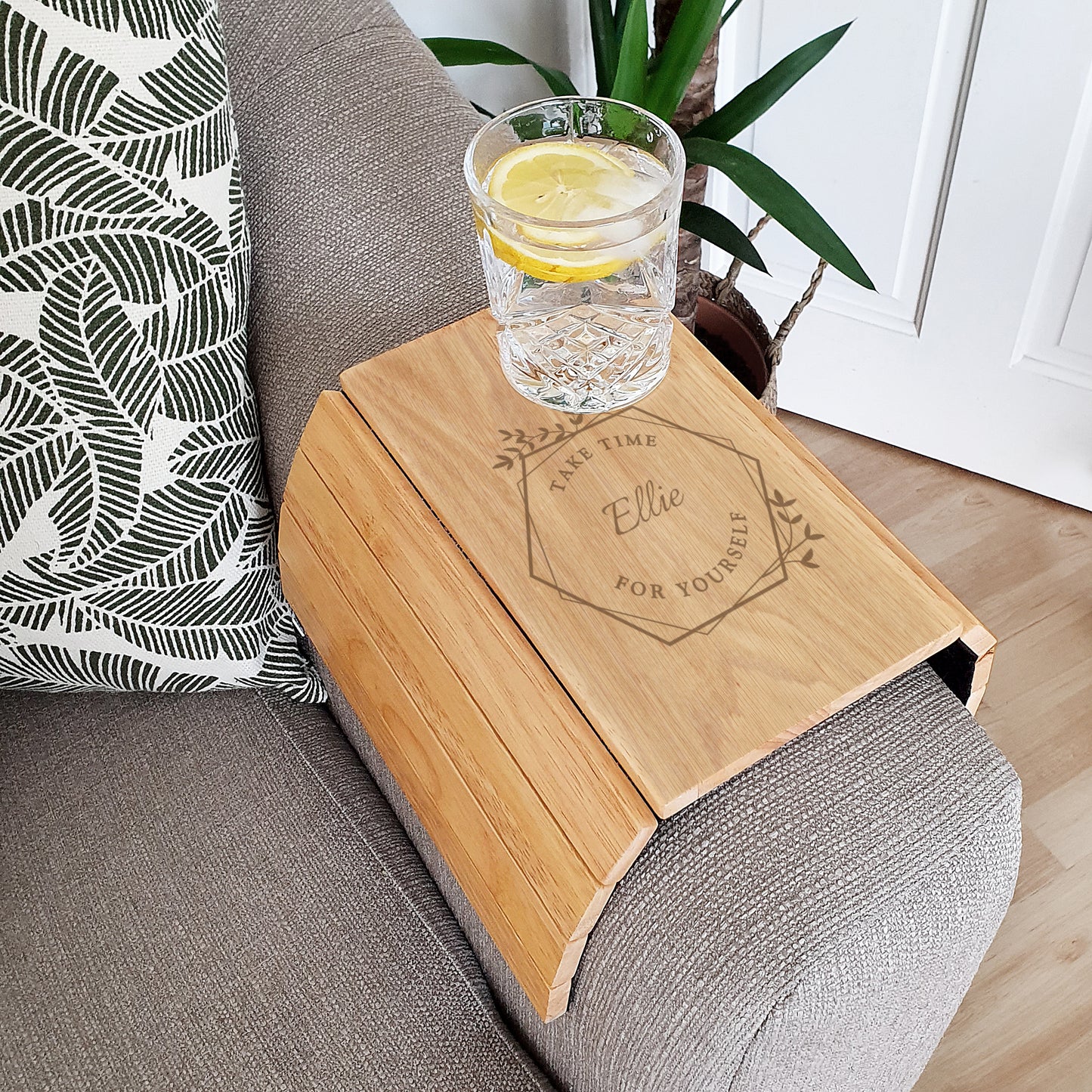 Personalised Take Time For Yourself Wooden Sofa Tray - MK&JD Gifts