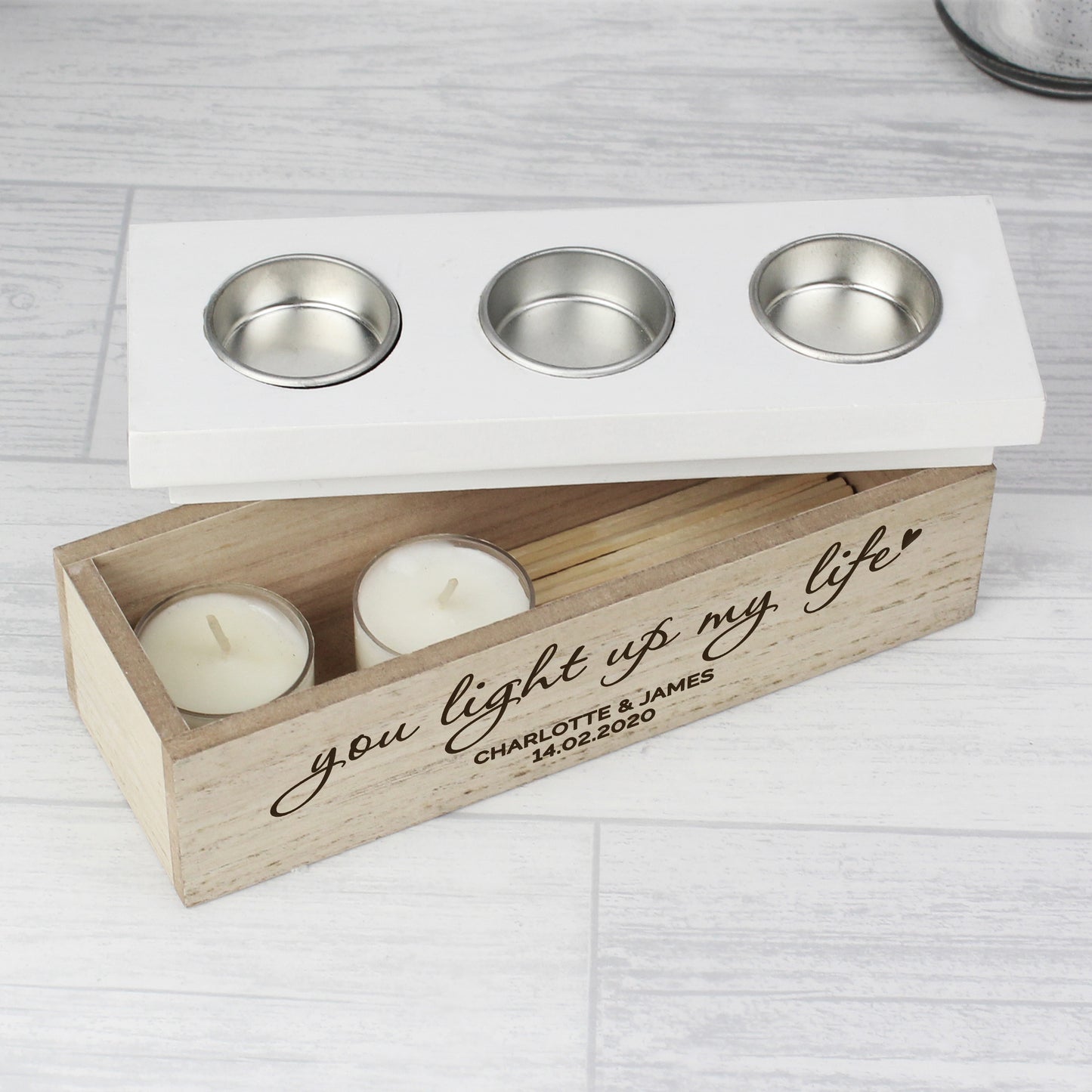 Personalised You Light Up My Life Triple Tea Light Box - MK&JD Gifts