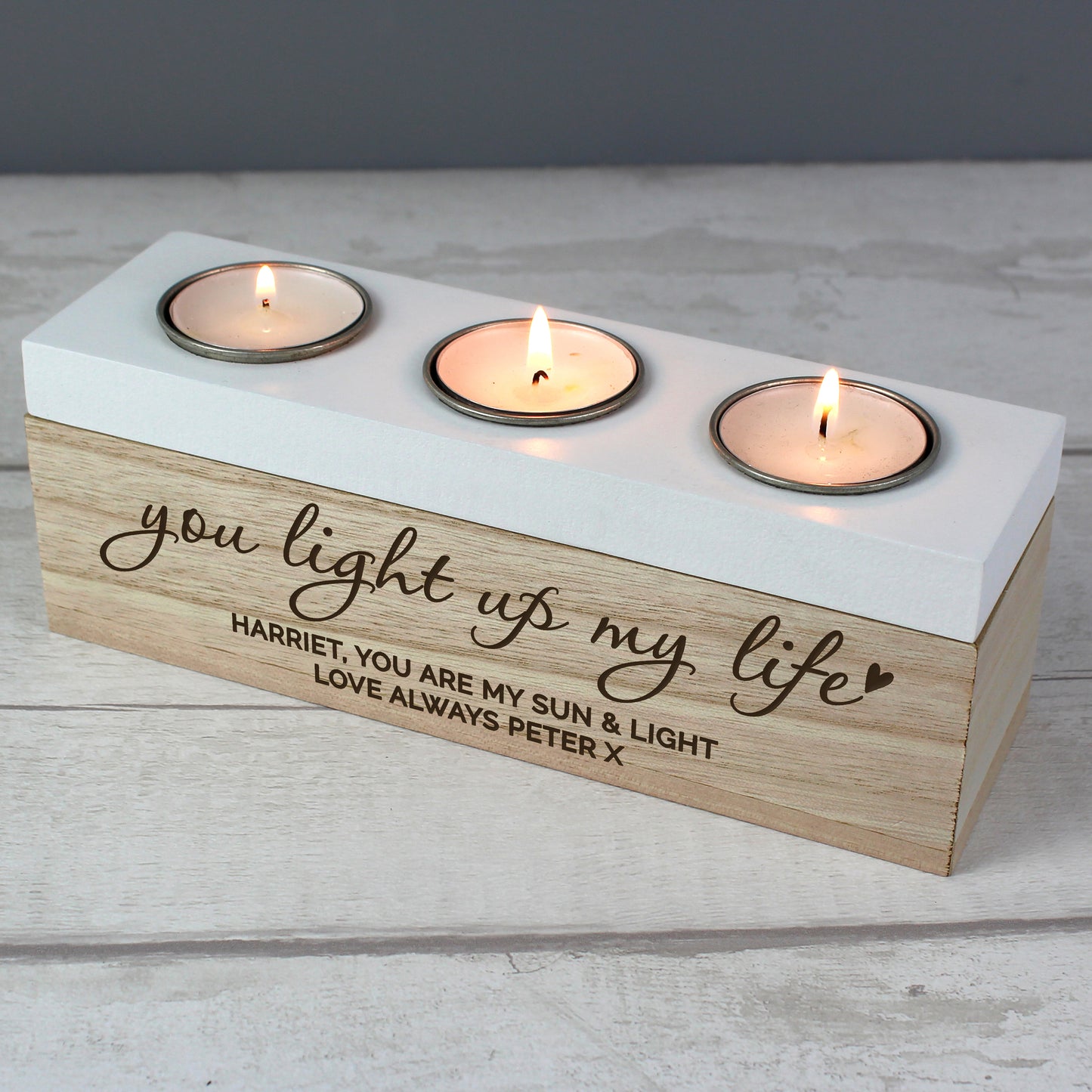 Personalised You Light Up My Life Triple Tea Light Box - MK&JD Gifts