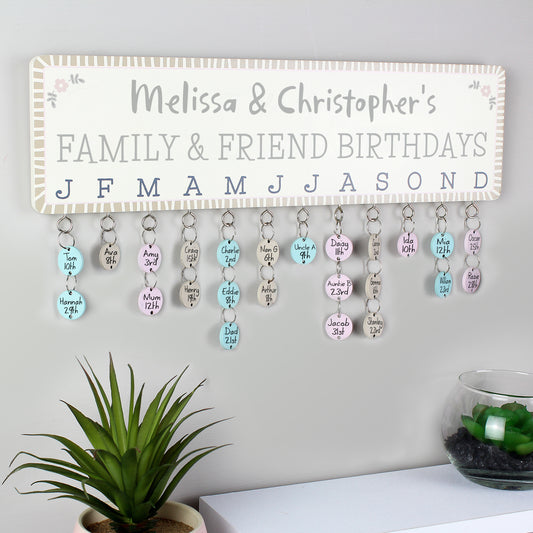 Personalised Birthday Planner Plaque with Customisable Discs - MK&JD Gifts