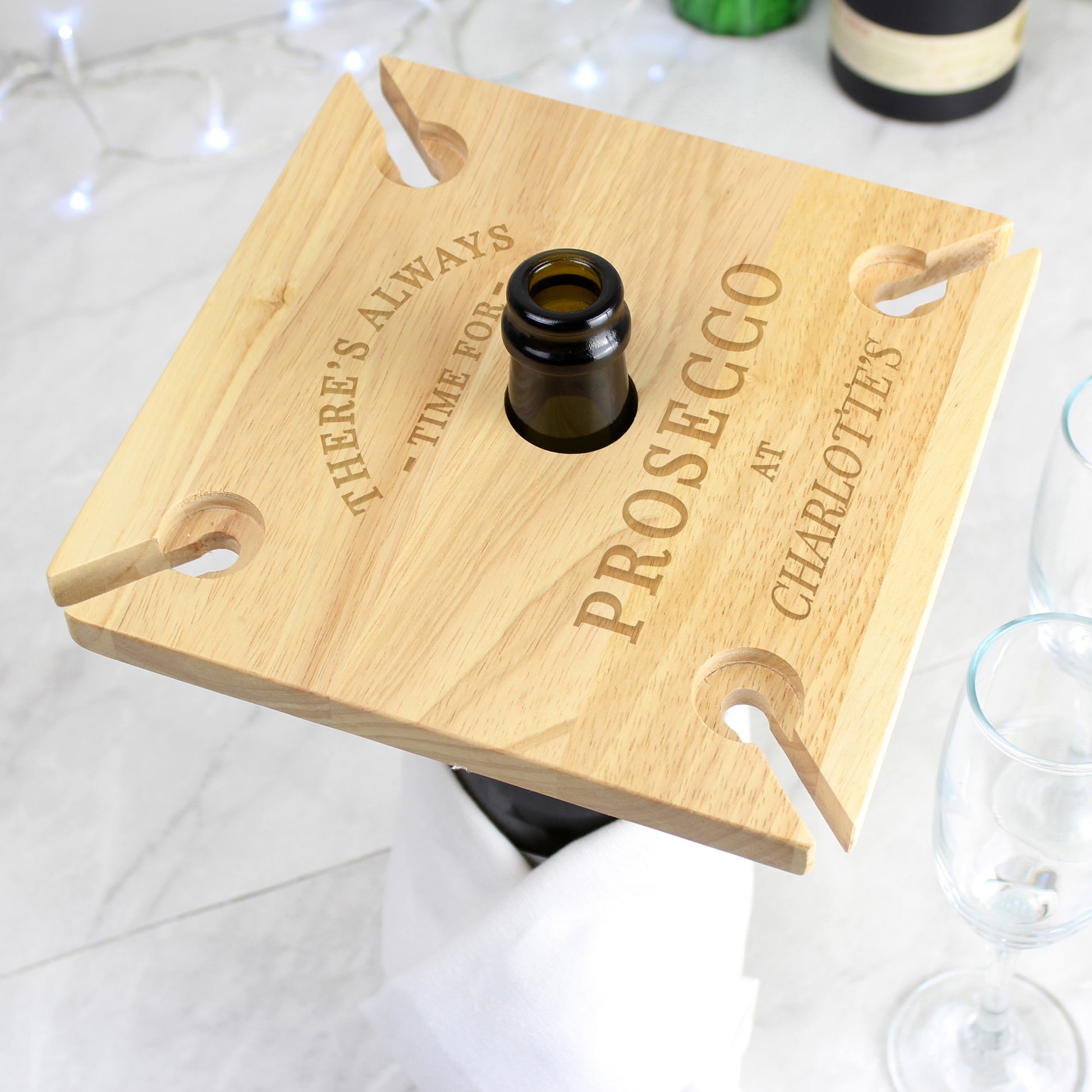 Personalised Prosecco Four Prosecco flute Holder & Bottle Holder - MK&JD Gifts