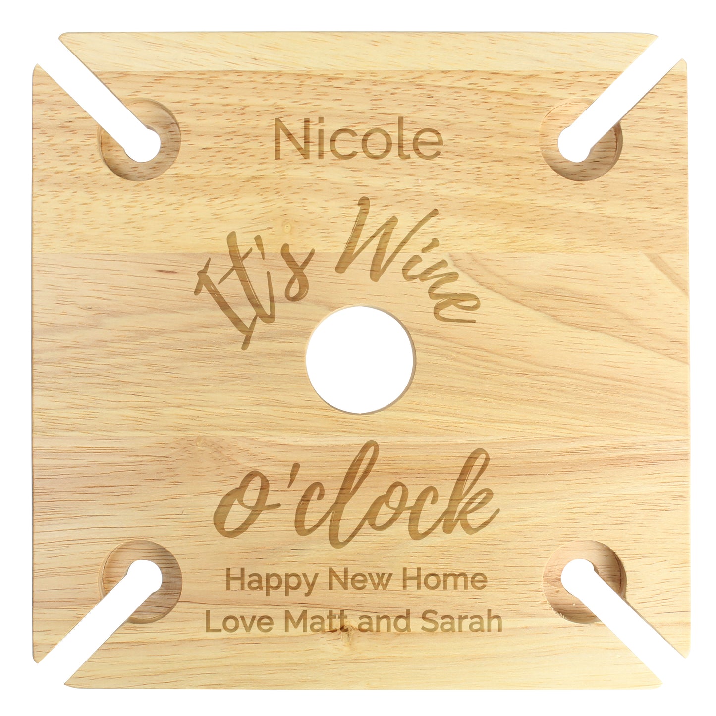 Personalised Wine O'clock Four Wine Glass Holder & Bottle Holder - MK&JD Gifts